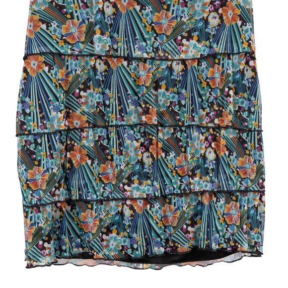 Notations Floral Tank L Womens Tiered Ruffle Sleeveless Scoop Neck Blouse Green - Picture 4 of 6